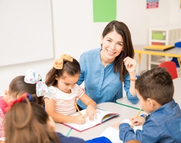 early childhood education teacher with young kids